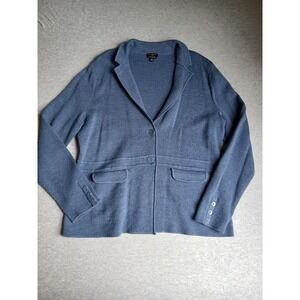 Talbots Sweater Blazer Large P Merino Wool Collared Preppy Office Knit Layers